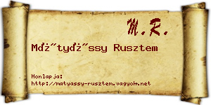 Mátyássy Rusztem névjegykártya